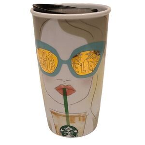 Starbucks Los Angeles LA Girl Double Wall Traveler Ceramic Tumbler 12oz